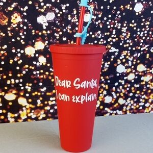 🎁 Zinny Red Holiday Tumbler with Straw